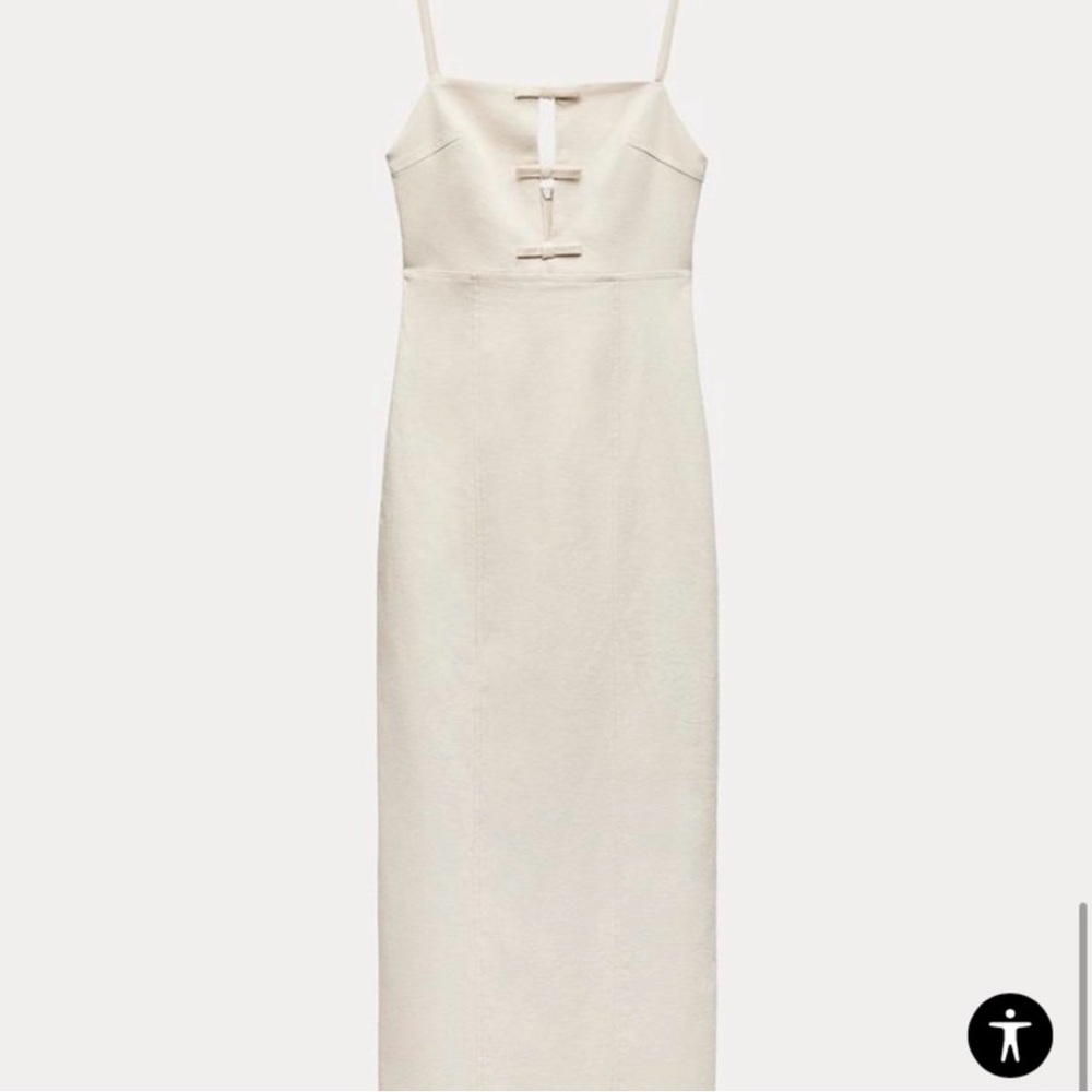 Zara Elegant Cream Maxi Dress with Adjustable Straps